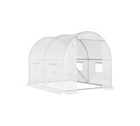 Outsunny Serre de Jardin Tunnel 6 m² 3L x 2l x 1,9H m Acier galvanisé renforcé diamètre 2,4 cm + PE Haute densité fenêtres Porte Blanc