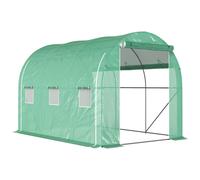 Serre De Jardin Tunnel 6 M² Acier Galvanisé Renforcé Dia. 1,9 Cm Bâche Pe Haute Densité Vert