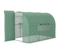 Outsunny Serre tunnel 6 m² – Acier galvanisé Ø2,5 cm, PE haute densité, fenêtres et porte, vert