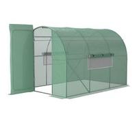 Serre de Jardin Tunnel 6 m² Acier galvanisé renforcé diamètre 2,5 cm + PE Haute densité fenêtres Porte Vert Vert G