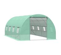 Serre De Jardin Tunnel 6l X 3l X 2h M Ch?Ssis Tubulaire Acier Galvanis? Renforc? 2,5 Cm 8 Fen?Tres 1 Porte Vert