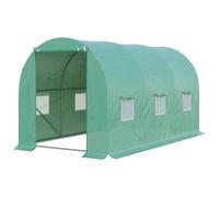 Serre De Jardin Tunnel 8 M? 4l X 2l X 1,9h M Acier Galvanis? Renforc? Diam?Tre 2,4 Cm + Pe Haute Densit? Fen?Tres Porte Vert