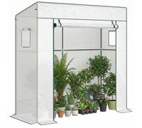 Serre de jardin tunnel de plain-pied avec bâche en PE et structure en acier - 196 x 77 x 197 cm - Blanc