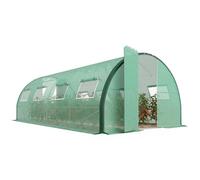 Outsunny Serre tunnel de jardin 18 m² acier galvanisé 8 fenêtres 2 portes vert