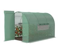 Outsunny Serre tunnel 6 m² – Acier galvanisé Ø2,5 cm, PE haute densité, fenêtres et porte, vert