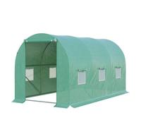 Outsunny Serre de jardin tunnel 8 m² 4x2x1,9 m Acier galvanisé PE haute densité fenêtres porte Vert
