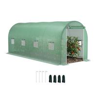 Serre de jardin tunnel - Outsunny - surface 10 m² châssis renforcé porte zippée 8 fenêtres - PE - 5x2x2,05m - vert