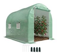 Outsunny Serre de jardin tunnel 6 m² 3x2x2,10m châssis renforcé, porte zippée, 4 fenêtres Vert