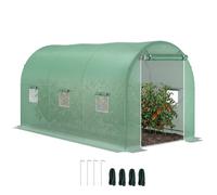 Serre De Jardin Tunnel Surface Sol 8 M? 4l X 2l X 2,10h M Ch?Ssis Tubulaire Renforc? Porte Zipp?E 6 Fen?Tres Enroulables Vert