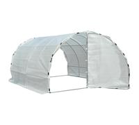 Outsunny Serre de Jardin Tunnel Surface Sol 9 m² 3L x 3l x 2H m châssis Tubulaire renforcé 25 mm Double Porte avec poignées Blanc