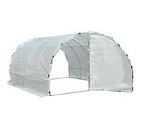 Serre de jardin tunnel surface sol 12 m² 4L x 3l x 2H m châssis tubulaire renforcé 25 mm double porte avec poignées blanc - Blanc