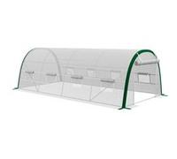 Serre de jardin tunnel - Outsunny - 18 m² serre tomates 8 fenêtres porte zippée acier galvanisé - PE - 6x3x2m - blanc