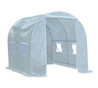Outsunny Serre tunnel de jardin 5 m² 245x200x200 cm – porte et 4 fenêtres – toutes saisons – blanc
