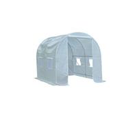 Outsunny Serre tunnel de jardin 5 m² 245x200x200 cm – porte et 4 fenêtres – toutes saisons – blanc