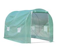 Serre de jardin tunnel surface sol 6 m² 3L x 2l x 2,10H m châssis tubulaire renforcé porte zippée 4 fenêtres enroulables vert