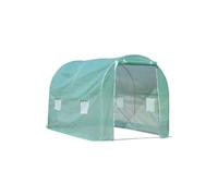Serre De Jardin Tunnel Surface Sol 6 M² 3l X 2l X 2,10h M Châssis Tubulaire Renforcé Porte Zippée 4 Fenêtres Enroulables Vert