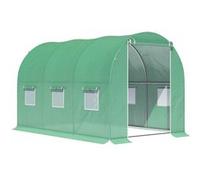 Serre de jardin tunnel surface sol 6 m² 3L x 2l x 2H m châssis tubulaire renforcé porte zippée 6 fenêtres enroulables vert G