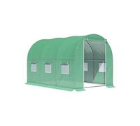 Serre de jardin tunnel surface sol 6 m² 3L x 2l x 2H m châssis tubulaire renforcé porte zippée 6 fenêtres enroulables vert G