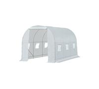 Serre De Jardin Tunnel Surface Sol 7 M? 3,5l X 2l X 2h M Ch?Ssis Tubulaire Renforc? 18 Mm 6 Fen?Tres Blanc