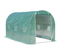 Outsunny Serre de Jardin Tunnel Surface Sol 8 m² 4L x 2l x 2,05H m châssis Tubulaire renforcé Porte zippée 6 fenêtres enroulables Vert