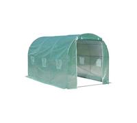 Outsunny Serre de Jardin Tunnel Surface Sol 8 m² 4L x 2l x 2,05H m châssis Tubulaire renforcé Porte zippée 6 fenêtres enroulables Vert