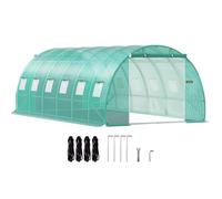 Serre de Jardin Tunnel - VEVOR - Serre Tunnel Cadre Galvanisé Couverture Étanche Plantes 6,1x3x2,1 m Vert