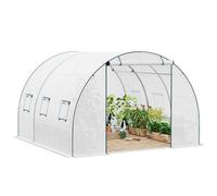 Serre de Jardin WOLTU, Grand espace 300x300x200cm, en Tube d’Acier Galvanisé et PE, Blanc W0UETT0812