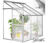 SERRE DE JARDINAGE - TECTAKE - Serre de Jardin Polycarbonate Adossée 239 m² avec Porte coulissante + Lucarne sans Fondations