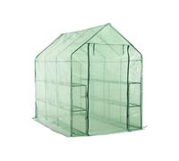 Serre de plain pied avec 12 étagères Acier 143x214x196 cm