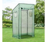 Serre de Tomates Protection Intempéries Porte et 2 Fenêtres Zippées Serre de Jardin pour Fleurs Légumes Herbes Acier Polyéthylène 100 x 60 x 143 - 174 cm Vert