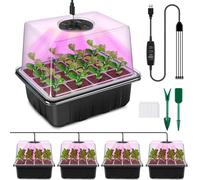 Serre d'intérieur avec lampe pour plantes, 4 pièces mini serre kit de culture avec lumière, serre d'intérieur petit kit de culture de plantes