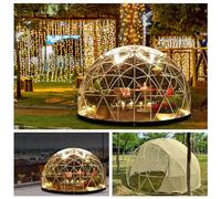 Serre dôme en PVC résistant aux intempéries - 3,7 x 2,2 m - Igloo - Transparent - Avec protection solaire - Idéale pour le jardinage en plein air, les fêtes et les événements - Avec 2 guirlandes