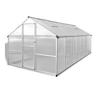 Serre en aluminium - 10,53 m² - Double paroi en polycarbonate | Résistant aux UV, isolation thermique, de -20 °C à 70 °C, système de gouttière, 2 fenêtres de toit, accessoires de montage