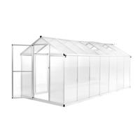 Serre en aluminium 421 x 190 x 195 cm avec système de gouttière, plaques en polycarbonate à double paroi et surface de base de 8 m² pour jardiniers amateurs
