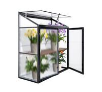 Serre en aluminium - Petite serre à tomates - Double porte - 140 x 55 x 130 cm - Noir - Parfaite pour les jardins et les espaces urbains