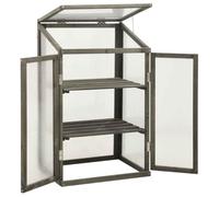 Serre en bois de sapin 60 x 45 x 100 cm | Panneaux PC, 2 étagères, couvercle à charnière, stable et durable, pour herbes et fleurs