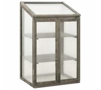 Serre en bois de sapin 60 x 45 x 100 cm, serre avec couvercle rabattable et 2 étagères, abri stable pour le jardin, gris