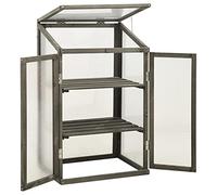 Serre en Bois, Spacieuse et Stable, Construite en Sapin et en Panneaux de Particules, avec 2 étagères pour Herbes Aromatiques et Fleurs. Grand Espace de Rangement pour Les Plantes, (Gris)