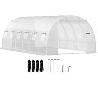 Serre en film plastique 6,1x3x2,1m Toit arqué Serre Cadre en acier galvanisé 140 g/cm3 PE Serre mobile Etanche et résistante aux UV Serre précoce Convient pour la culture de légumes Fleurs Plantes