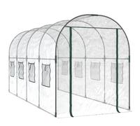 Serre - GAROSA - 160x400x190 cm - PVC transparent - Acier enduit de poudre - 8 fenêtres anti-moustiques