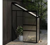 Serre HOMIUSE Anthracite Aluminium 128 x 68 x 192 cm Serre verre adossée Serre résistante à l'hiver Serre chauffage Maison de tomates