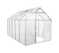 Serre jardin polycarbonate 310 x 190 x 195 cm "Basilic" - 5,89 m² - Gris
