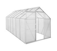 Serre jardin polycarbonate 370 x 190 x 195 cm "Basilic" - 7,03 m² - Gris
