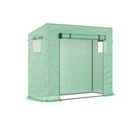 Serre jardinage 200x76x168cm, avec porte à enroulement et fenêtres latérales, vert