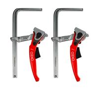 Serre joint à levier 160mm X2 - rapide adapté rail de guidage - Pince table à cliquet - Acier - Pour ponçage, coupe de précision