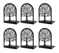 Serre Livre en Métal 3 Paires, Cale Livre Noir, Serre Livres pour Livres Lourds, Serre-Livres Arbre pour Bureau, École, Bibliothèque, Bookends 17.5x12x8.5cm, Serre Livres Décoratif