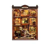 Serre-livres à faire soi-même - Musée des fossiles - Modèle 3D miniature en bois avec lumière LED - Décoration d'étagère - Cadeau pour adultes