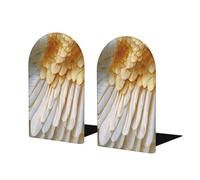 Serre-Livres Ailes d'ange Blanches et dorées pour étagères, Lot de 2, en Bois, pour la Maison, Le Bureau et Les bibliothèques.