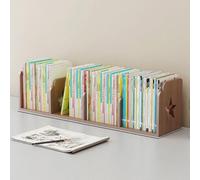 Serre-livres de bureau en bois massif et organiseur pour la maison, le bureau et le dortoir, couleur noyer, 62,5 x 20,1 x 20,1 cm - Espace de rangement élégant au-dessus du bureau