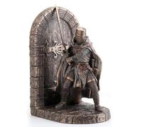 Serre-Livres décoratif en Armure de Croisade maltaise Tenant Une épée - Veronese Design - Résine - Bronze, Rouge - 1 Pièce